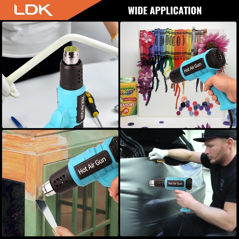 LDK Heat Gun, 140°F~1100°F Variable Temperature Control Heating Gun, 1.5s Fast Heating Heavy Duty Hot Air Gun Kit with 4 Nozzles for Crafting Shrink Tubing Vinyl Wrap - Image 5